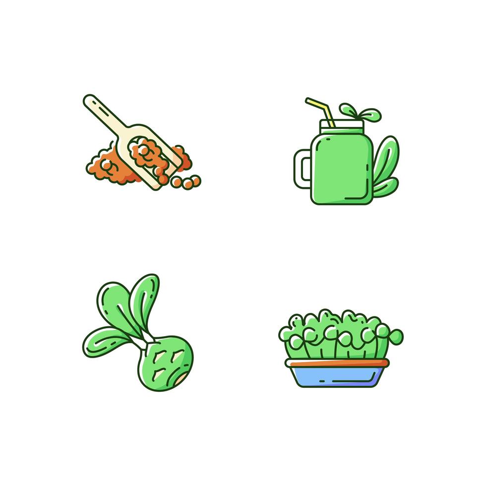 variedad de verdes, conjunto de iconos de colores rgb vector