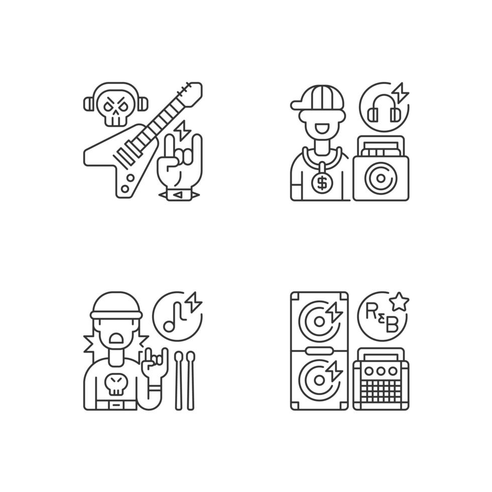 Conjunto de iconos lineales de música callejera moderna vector