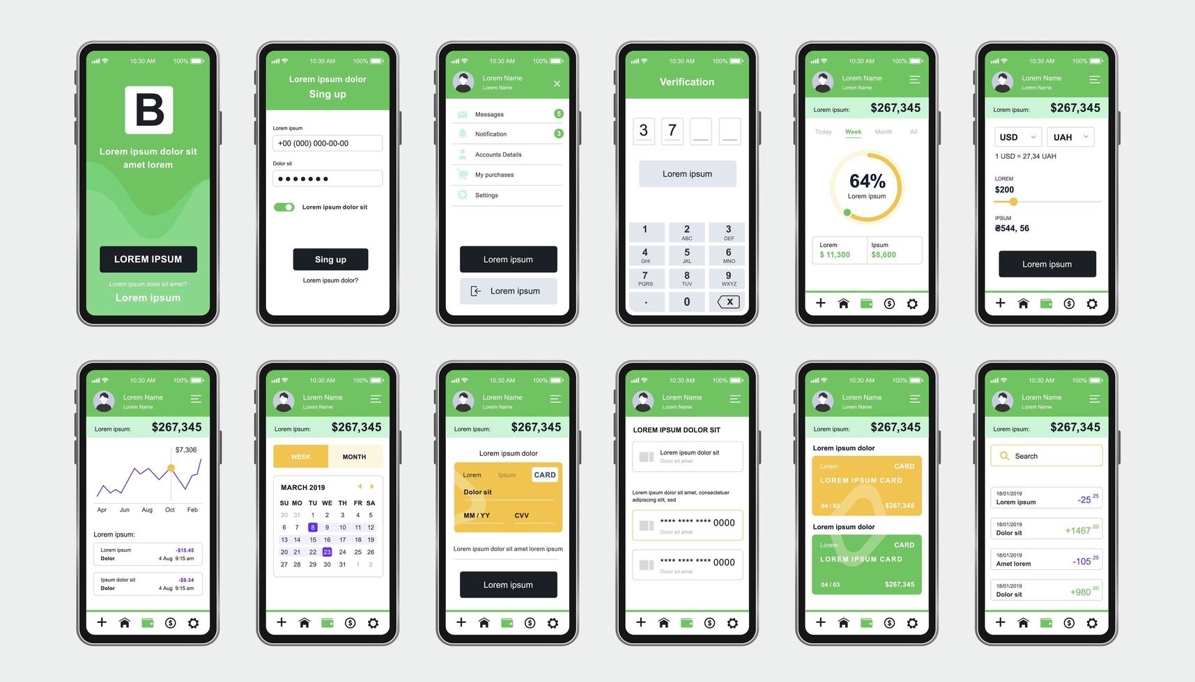 Online banking unique design kit for app vector