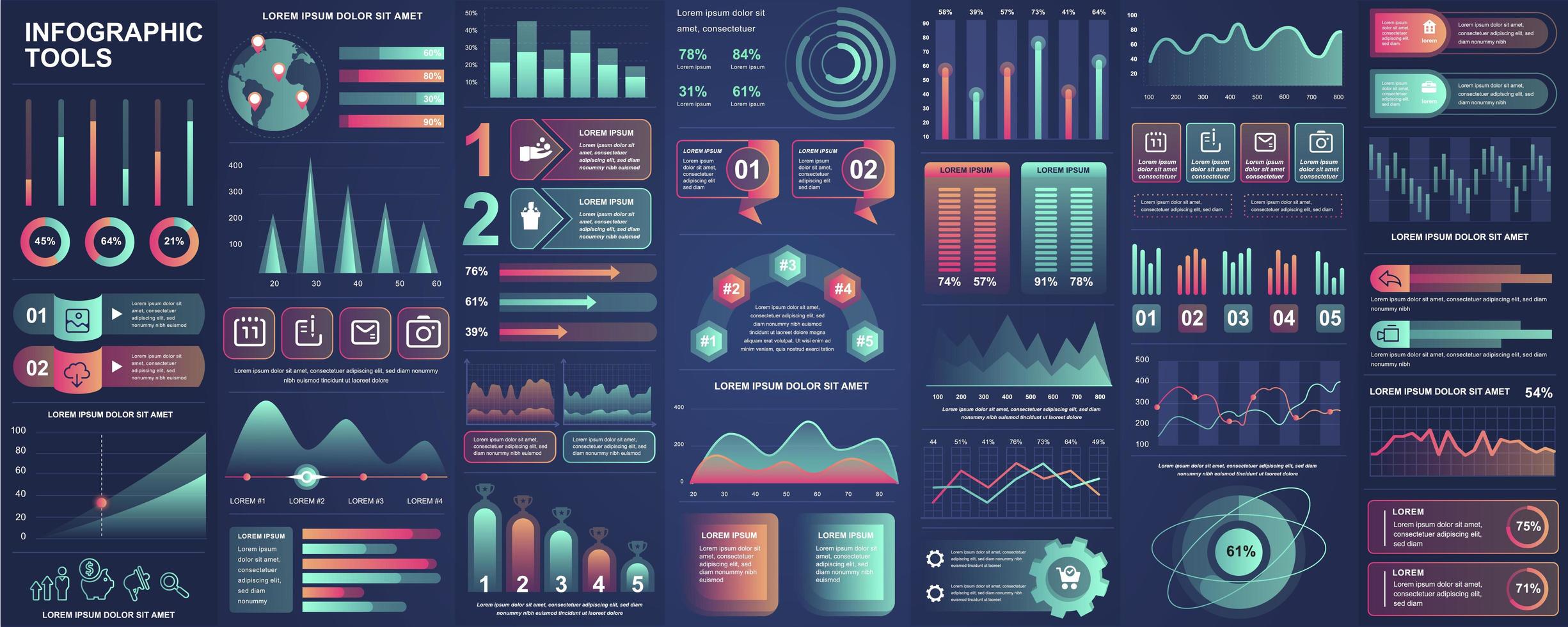 infografía, ui, ux, paquete de elementos del kit vector