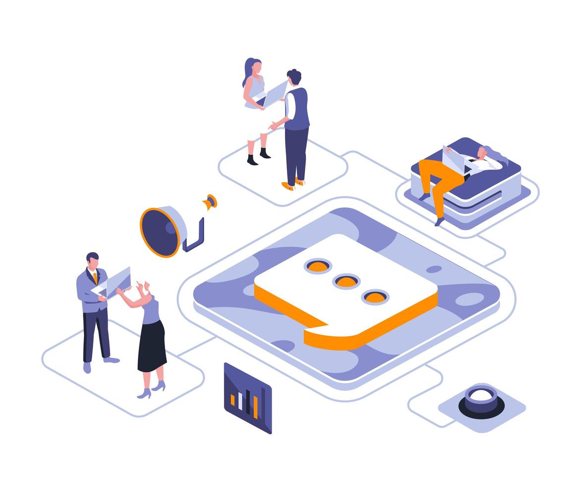 Public relations isometric design vector