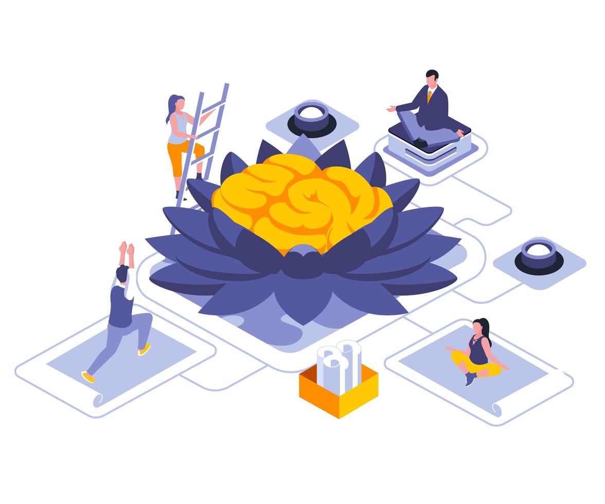 Meditation for mind isometric design vector