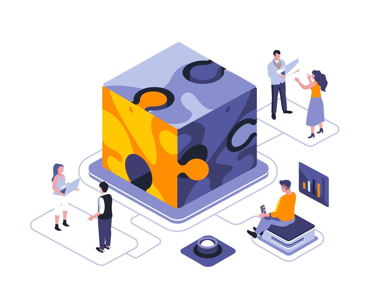 Team metaphor isometric design vector