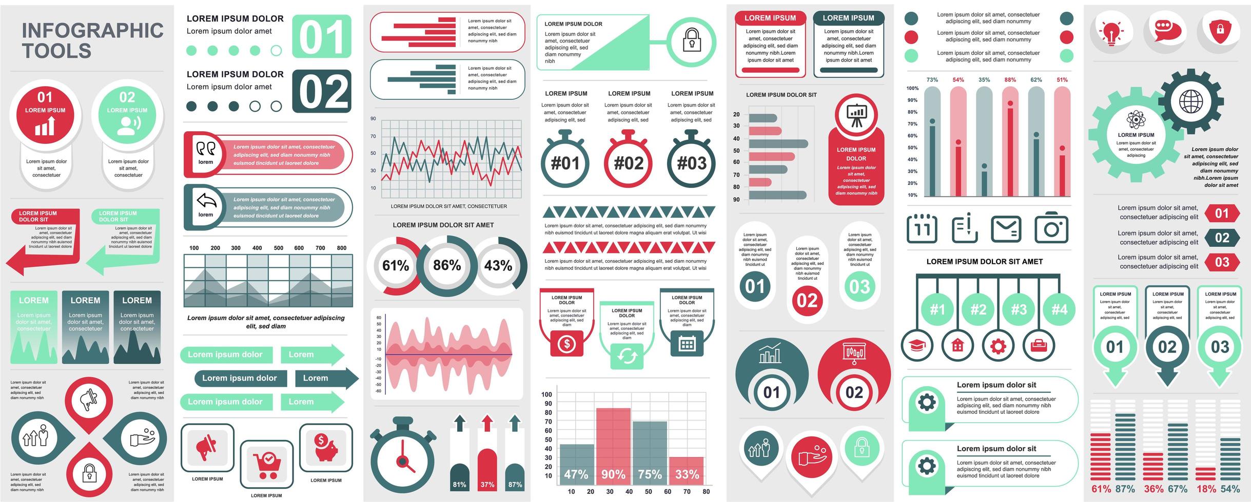 Infographic, UI, UX, KIT elements bundle vector