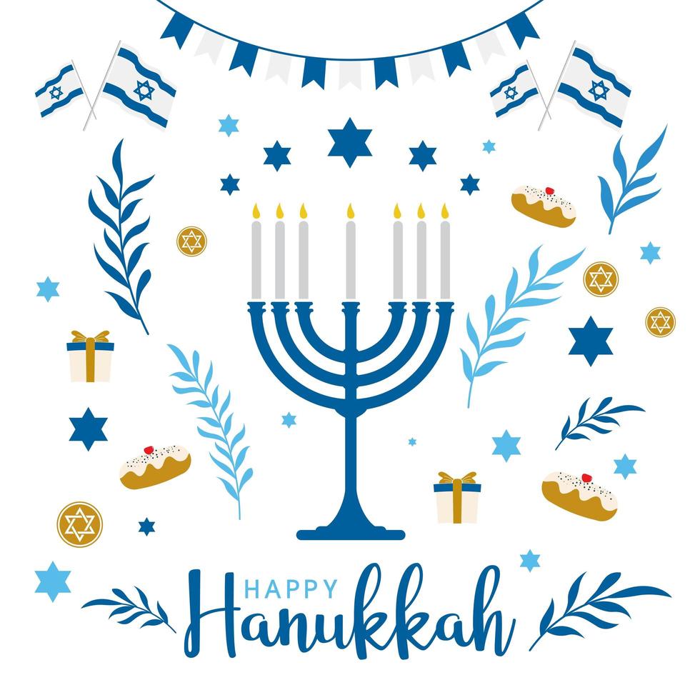 feliz diseño de saludo de hanukkah vector