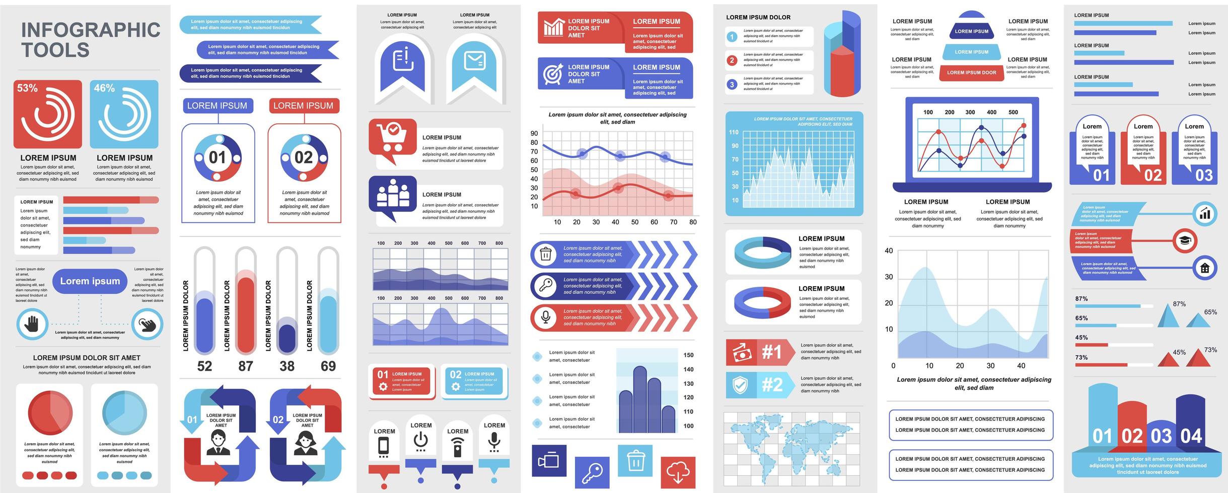 Infographic, UI, UX, KIT elements bundle vector