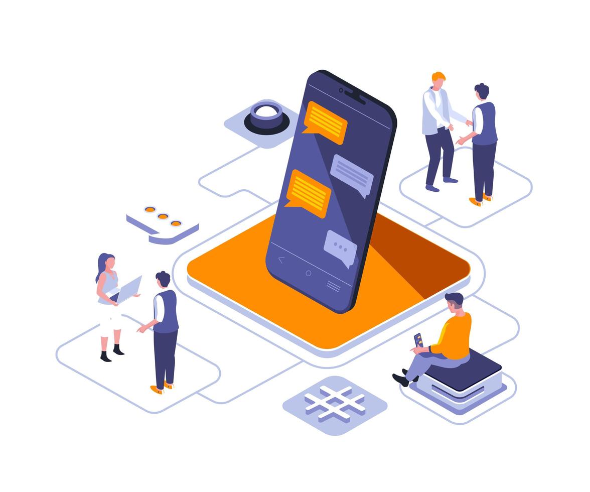 Stay connected isometric design vector