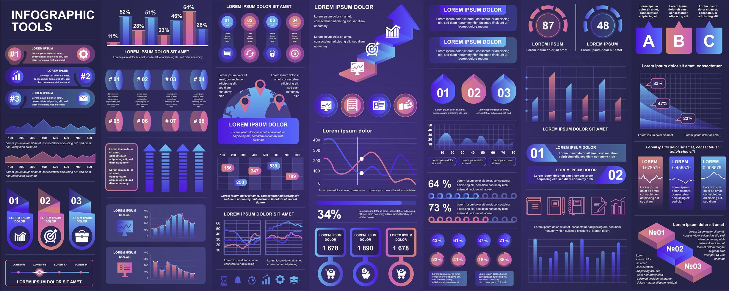 infografía, ui, ux, paquete de elementos del kit vector