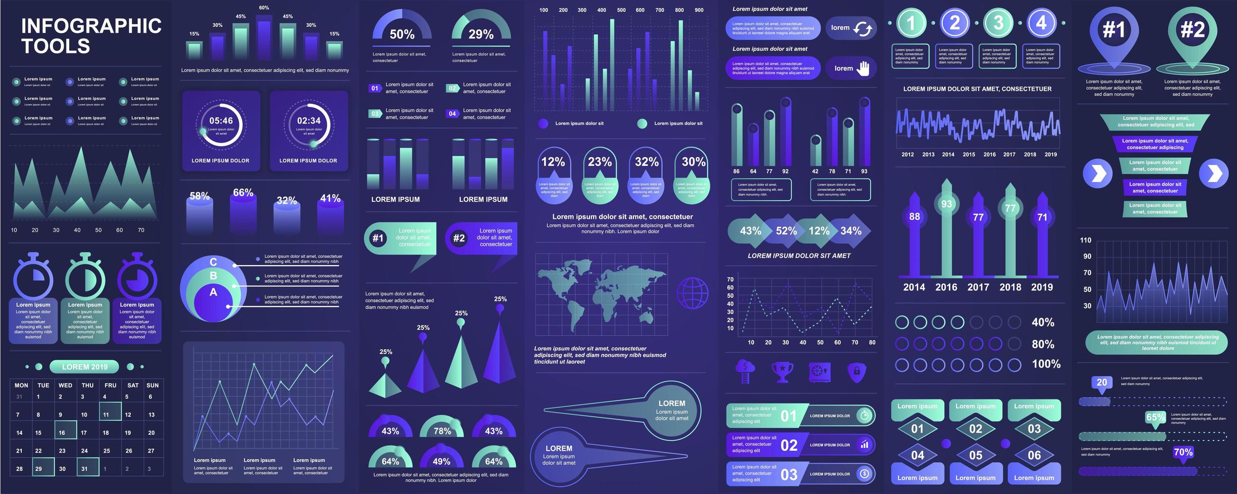 infografía, ui, ux, paquete de elementos del kit vector