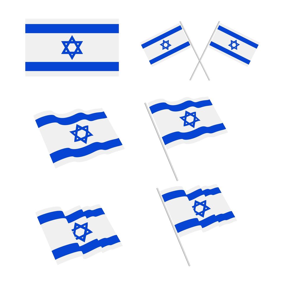 Israel flag design set vector