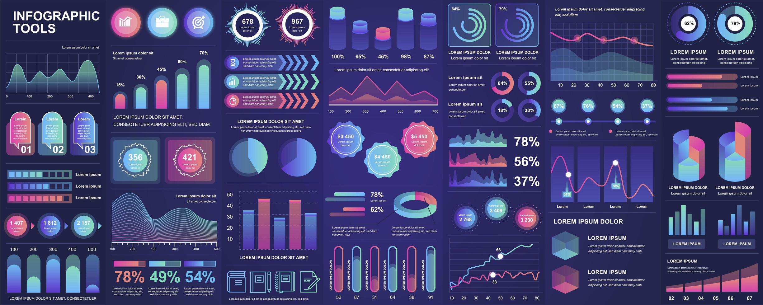 infografía, ui, ux, paquete de elementos del kit vector