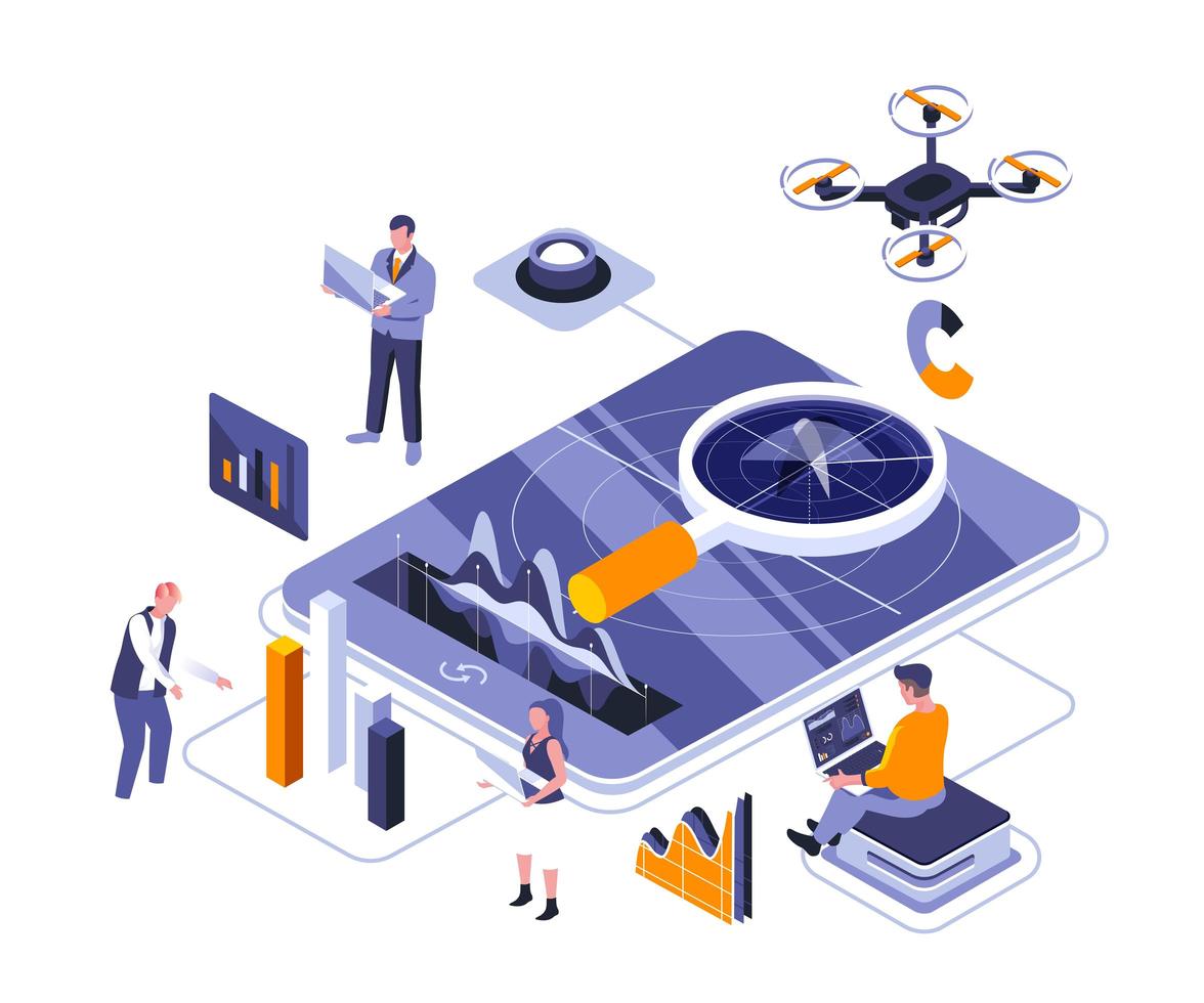 Analyze infographics isometric design vector