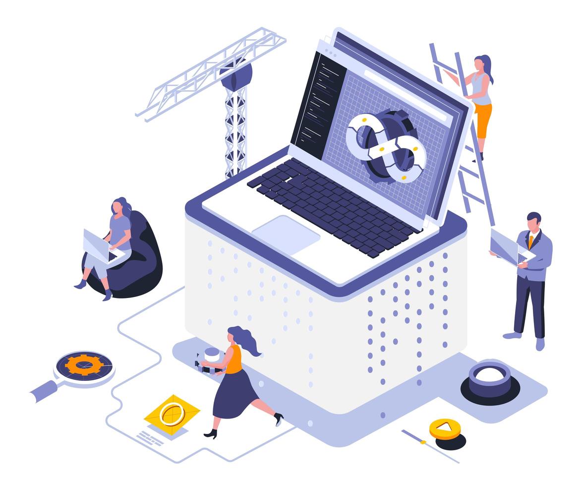 Web development isometric design vector