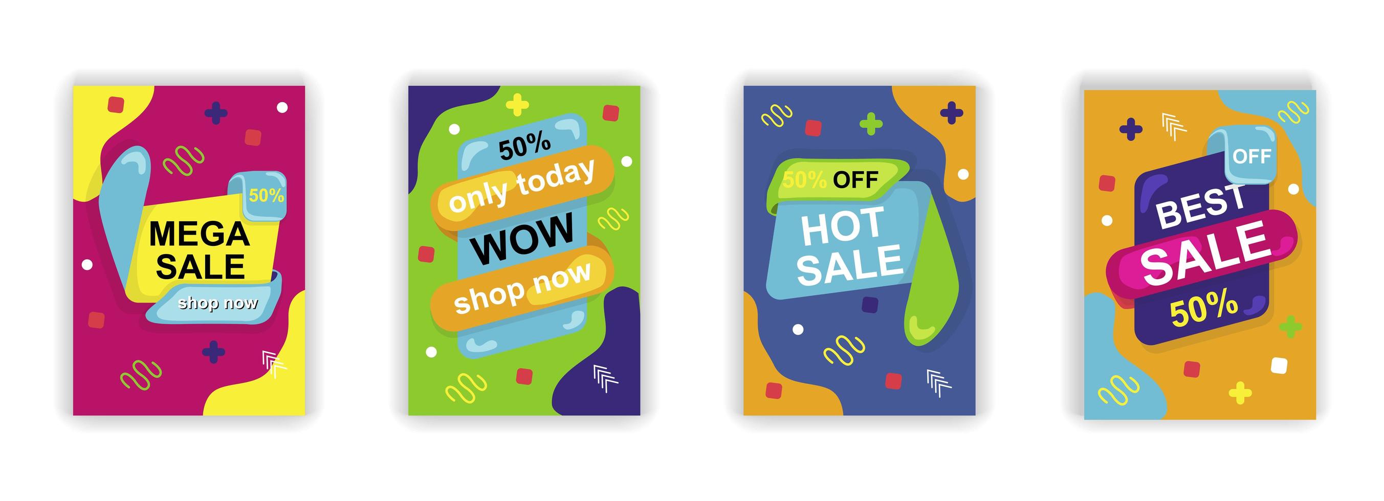 Abstract shapes sale poster social media stories design vector