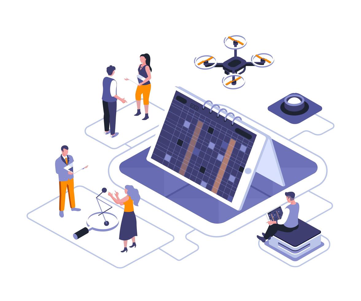 Business scheduling isometric design vector