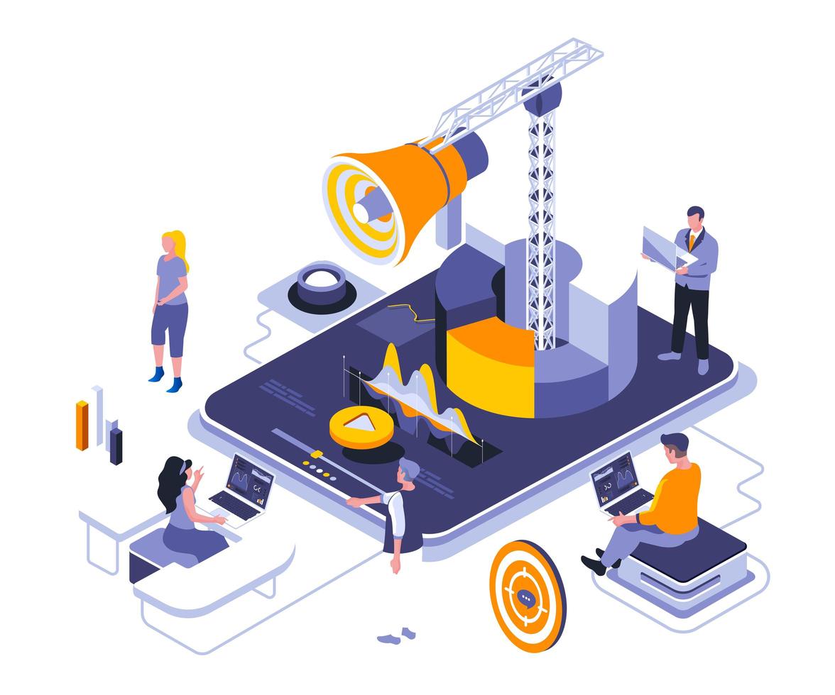 Digital marketing isometric design vector