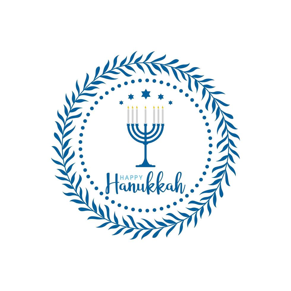 Happy Hanukkah round frame design vector