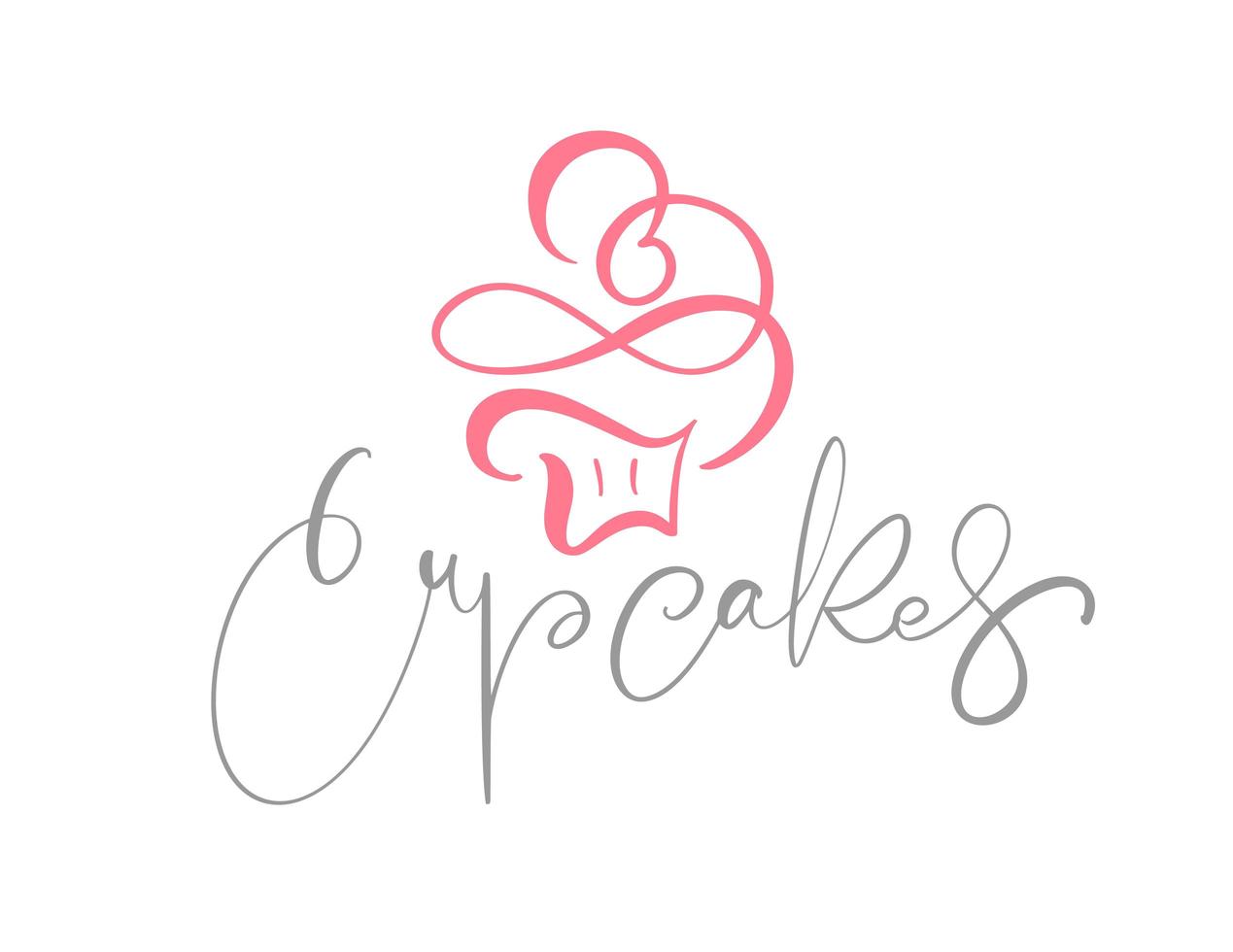 Cupcakes calligraphic text design vector