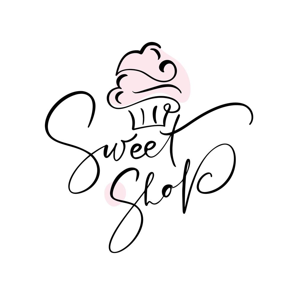 Sweet shop calligraphic text design vector