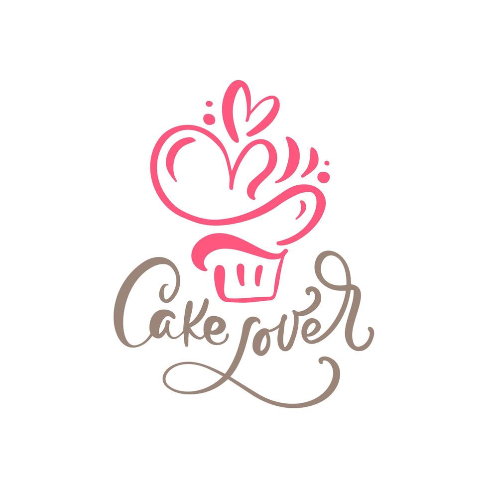 Cake Lover calligraphic text vector