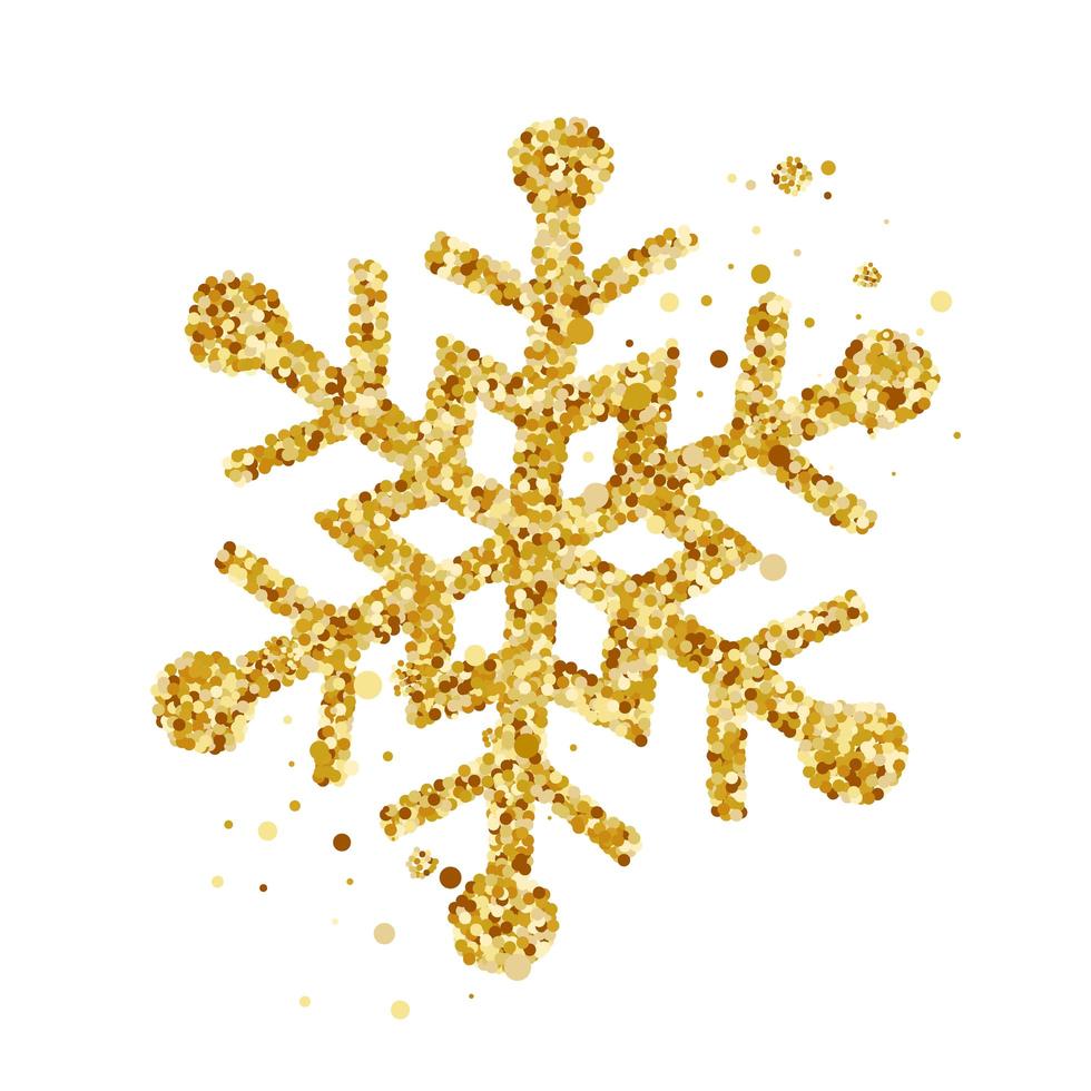 copo de nieve de navidad dorado dibujado a mano vector