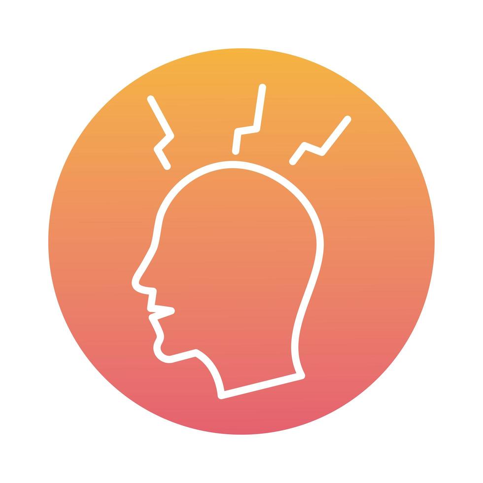 Human profile outline with with headache design vector