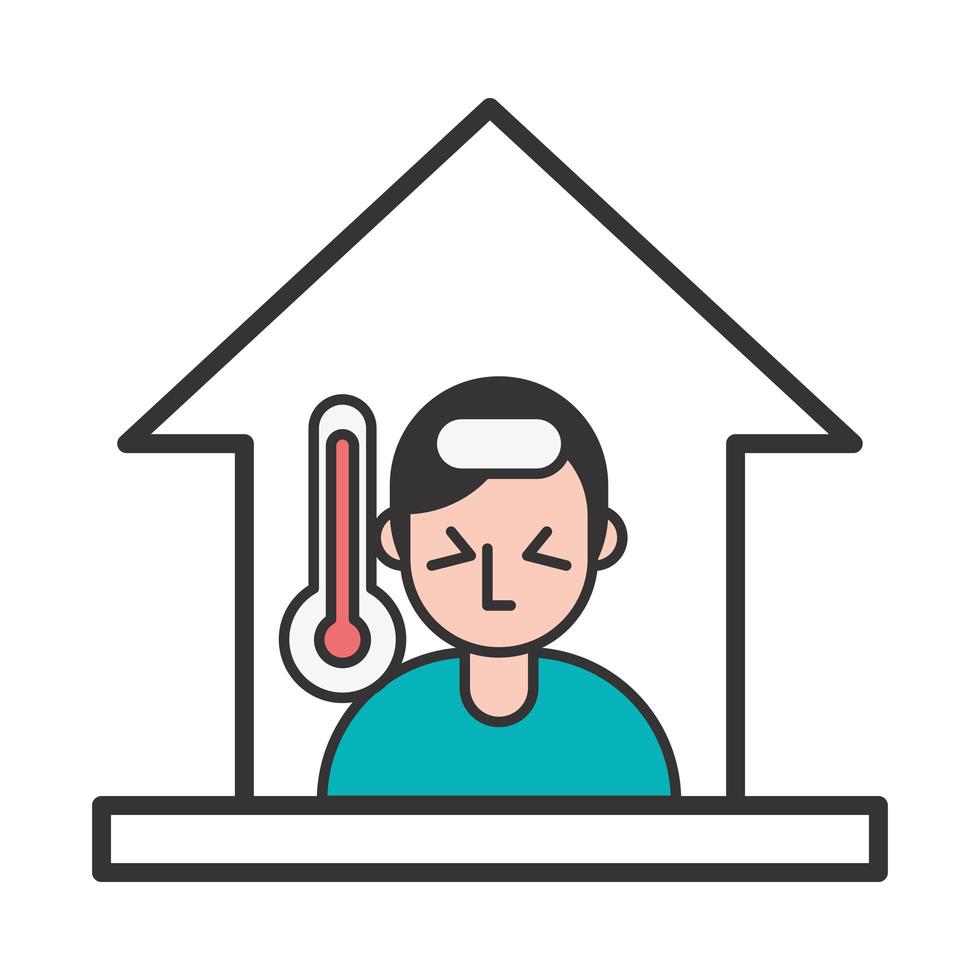 Person with fever and covid19 symptoms vector