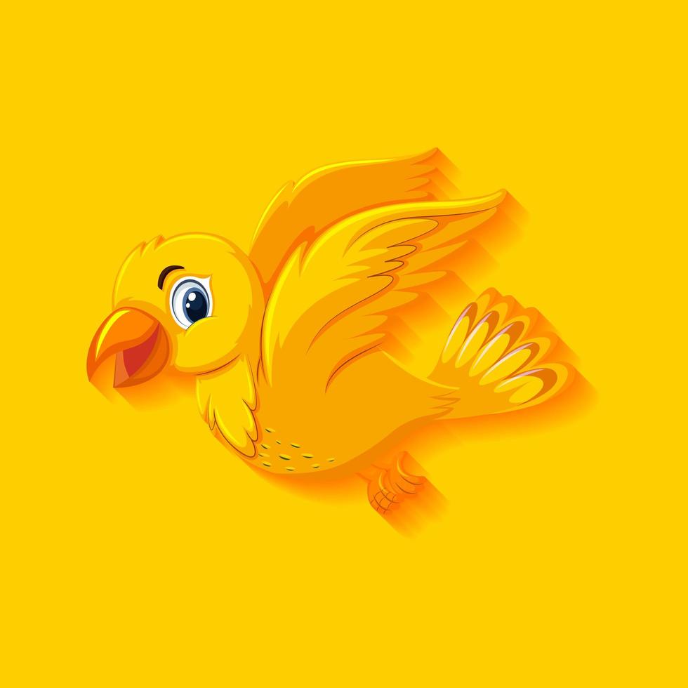 Cute yellow bird cartoon character vector