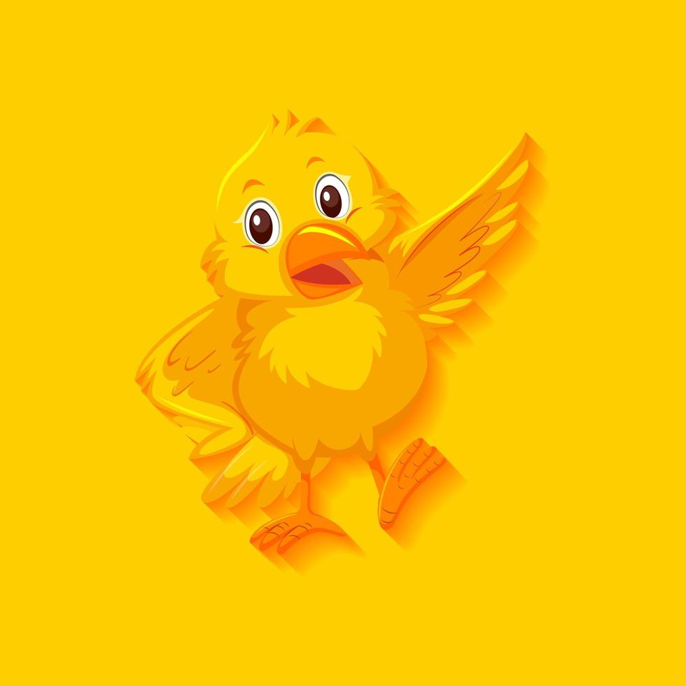 Cute yellow bird cartoon character vector