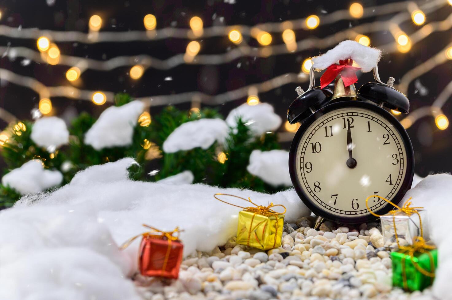 Christmas background with clock 1435197 Stock Photo at Vecteezy