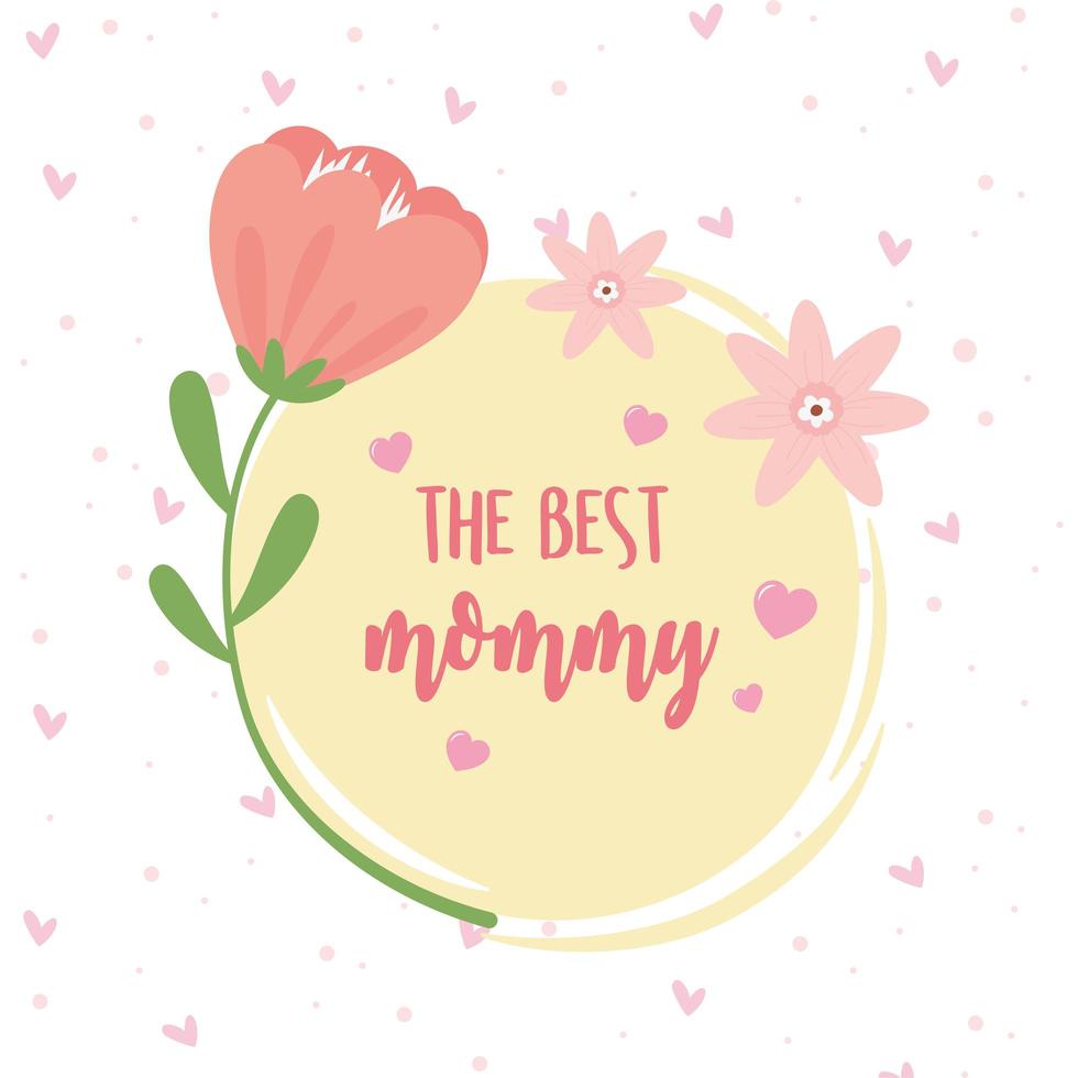 tarjeta de felicitación de flores y letras del día de la madre vector