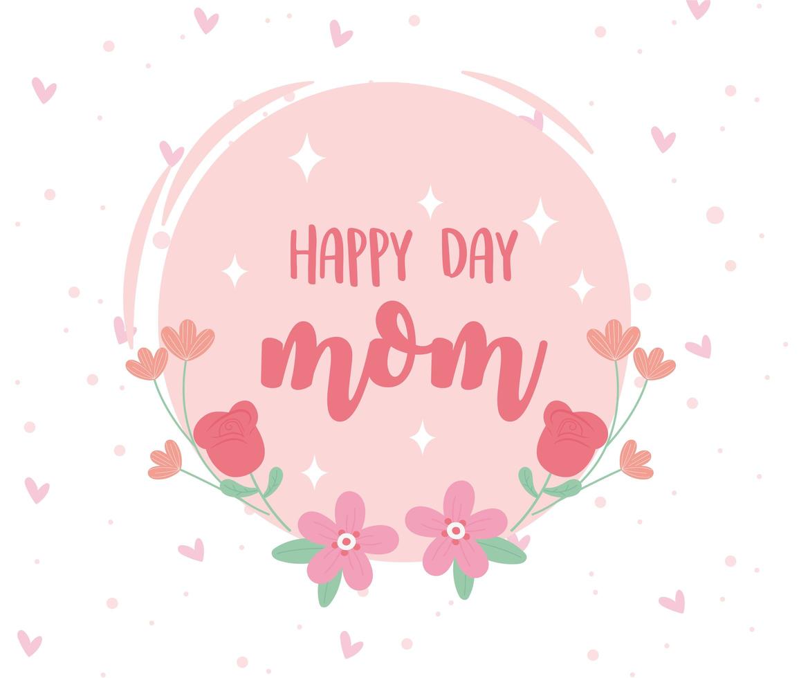 Happy Mother's Day lettering and flowers greeting card vector