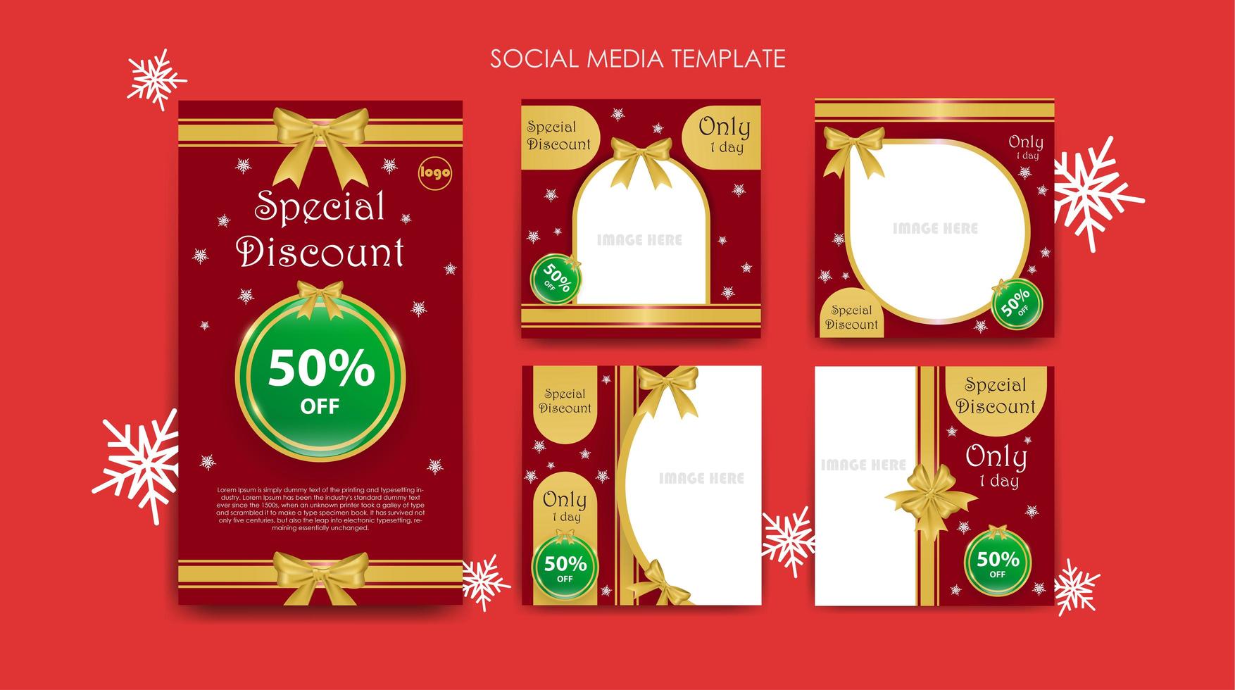 Social media template set for Christmas sale vector