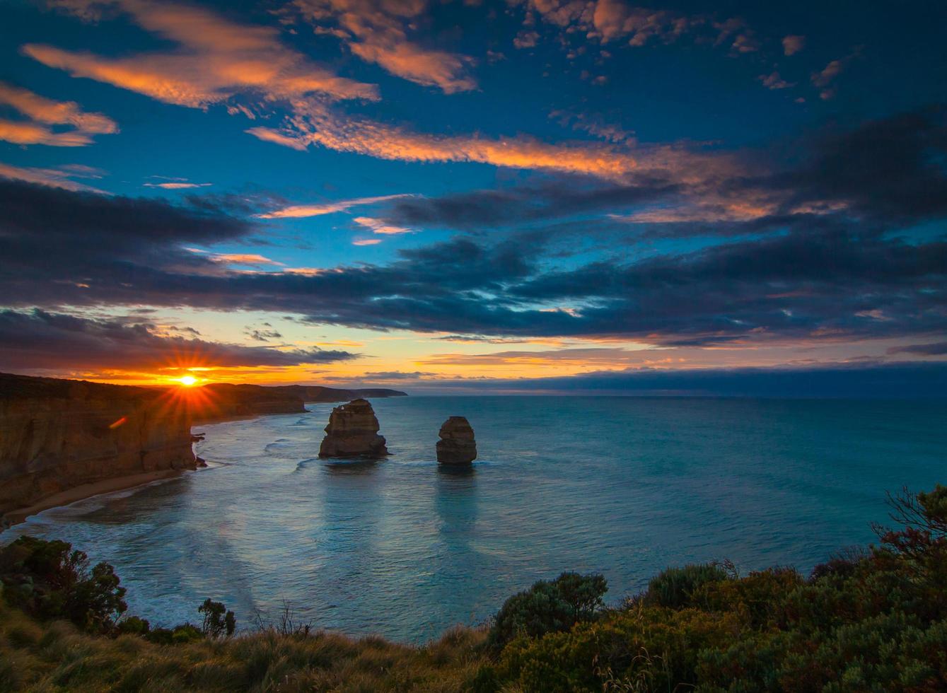 Sunset over the ocean photo