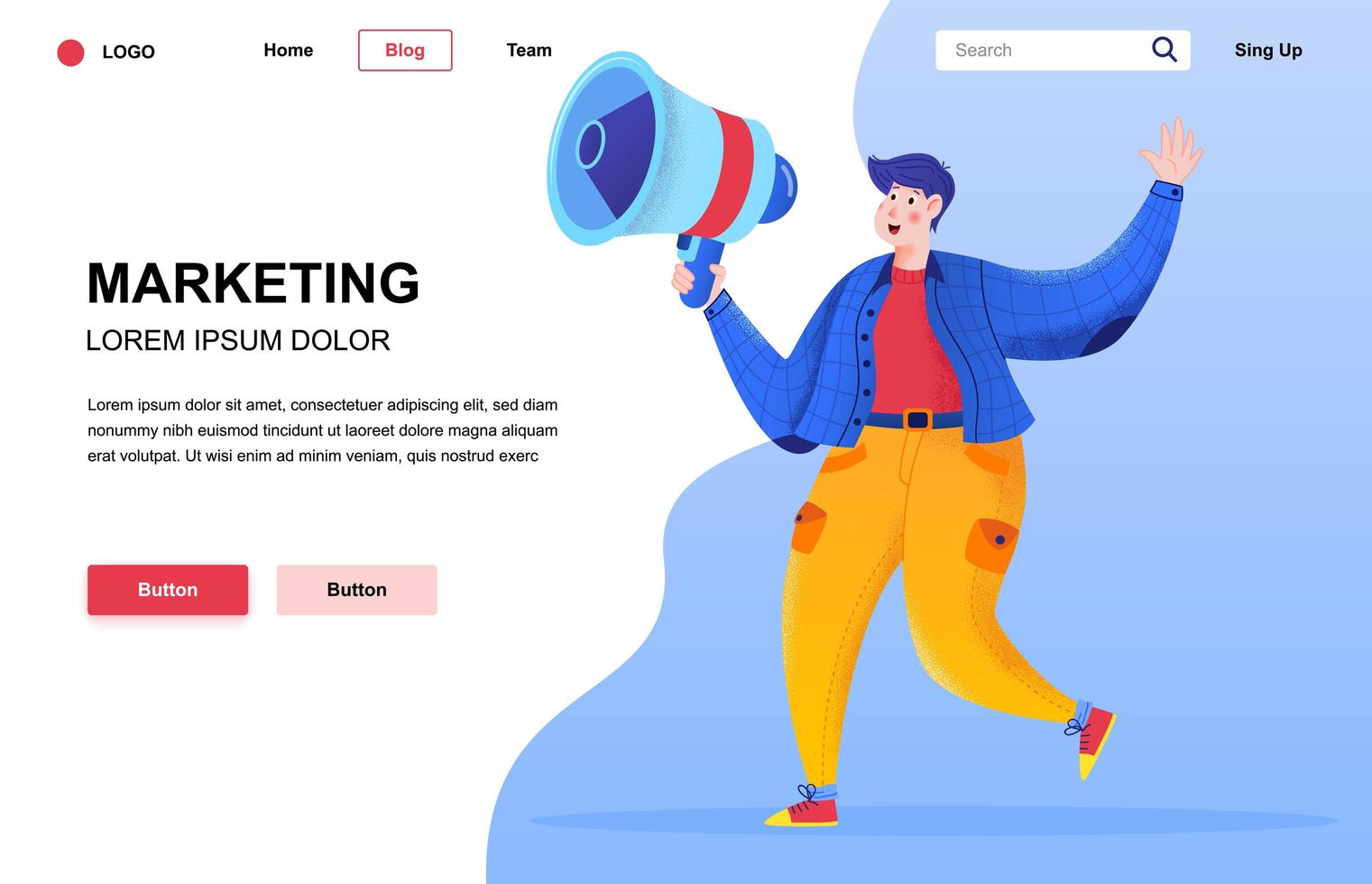 Marketing flat landing page composition vector