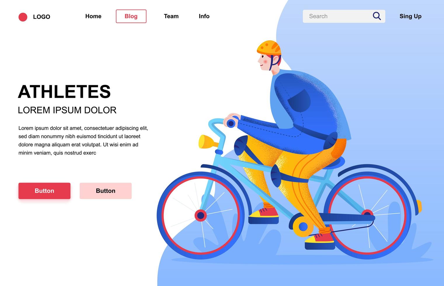 Athletes flat landing page composition vector