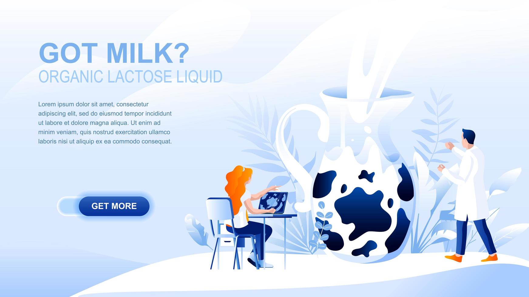 Organic milk flat landing page with header vector