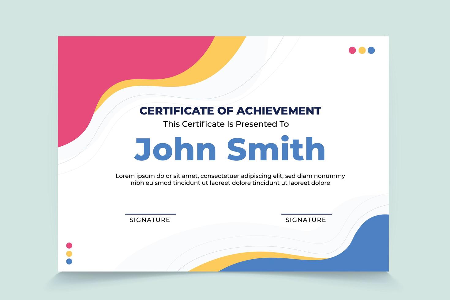 Abstract colorful wave certificate of appreciation template vector