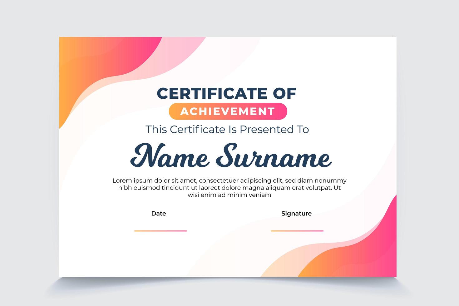 Abstract gradient wave certificate of appreciation template vector