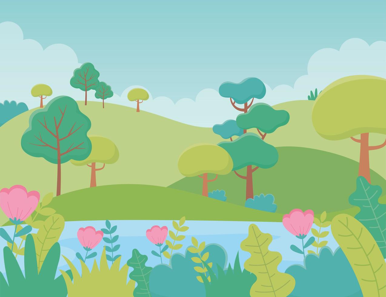 Cartoon landscape background vector