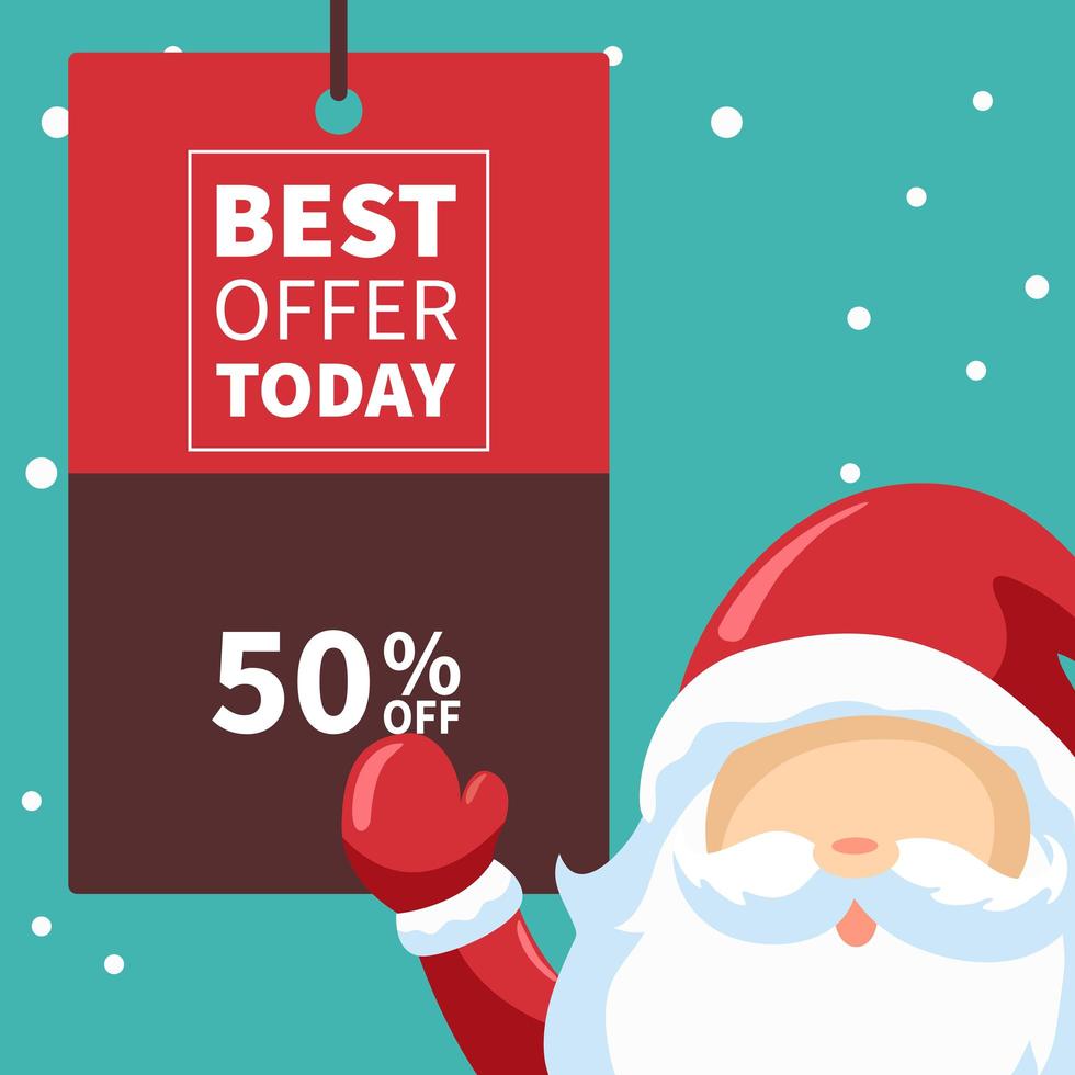 Santa Claus Christmas sale offers poster vector