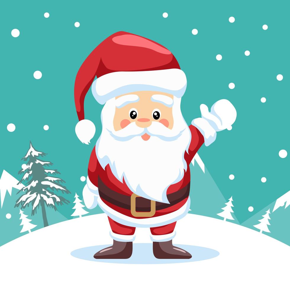 Santa Claus waving in snow vector