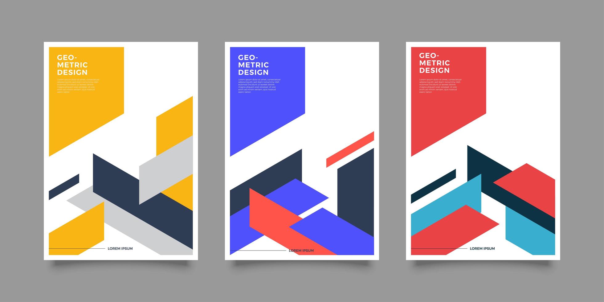 Colorful covers with geometric shapes vector