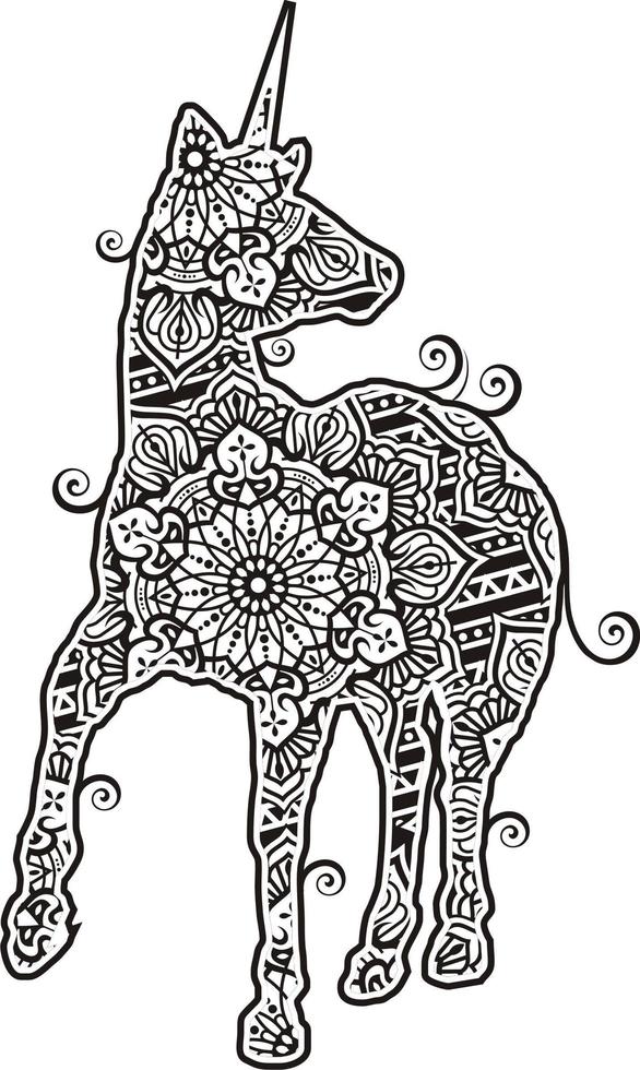 Unicorn in Mandala Line Art Style vector