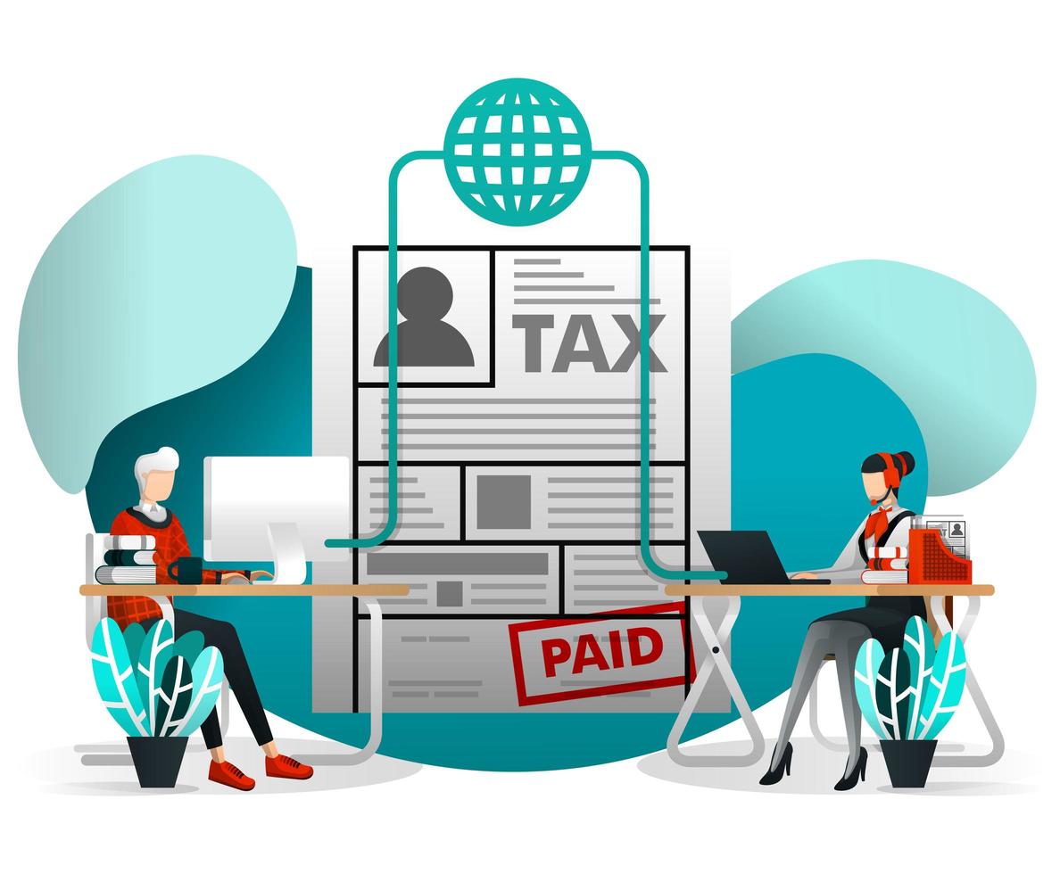 Man Contact Tax Customer Service vector