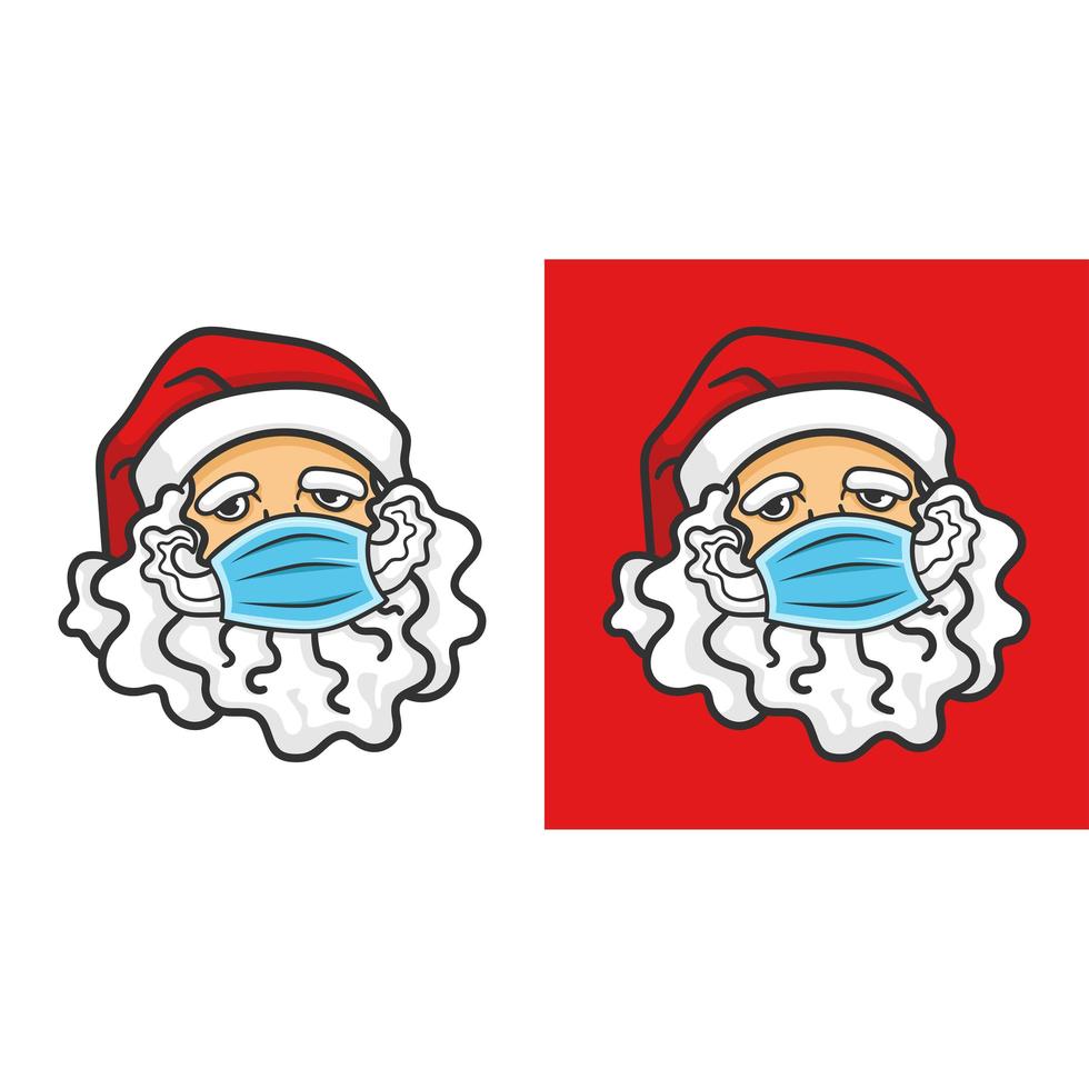 postal, santa claus, llevando, médico, máscara vector