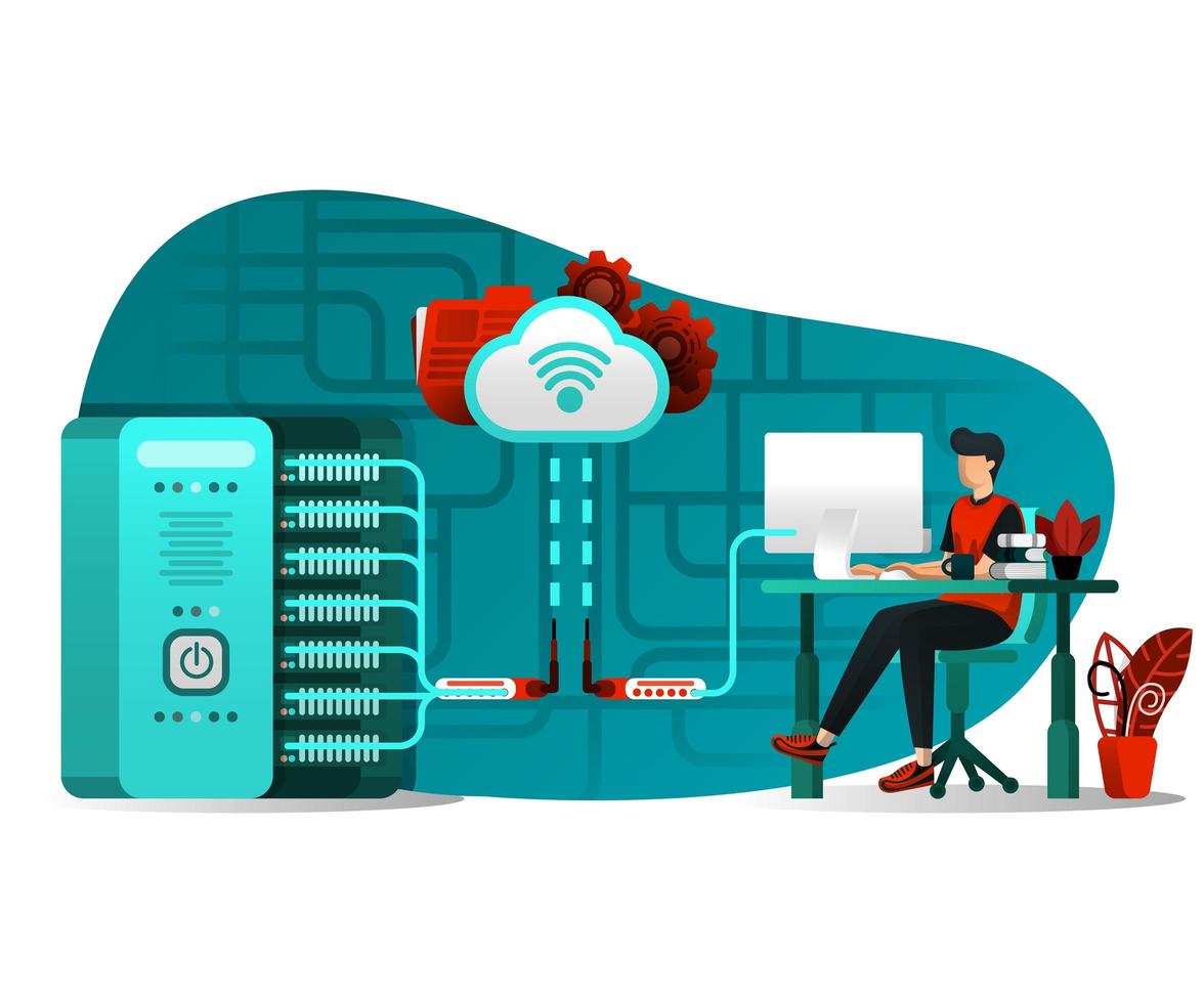 Cloud server interface technology vector