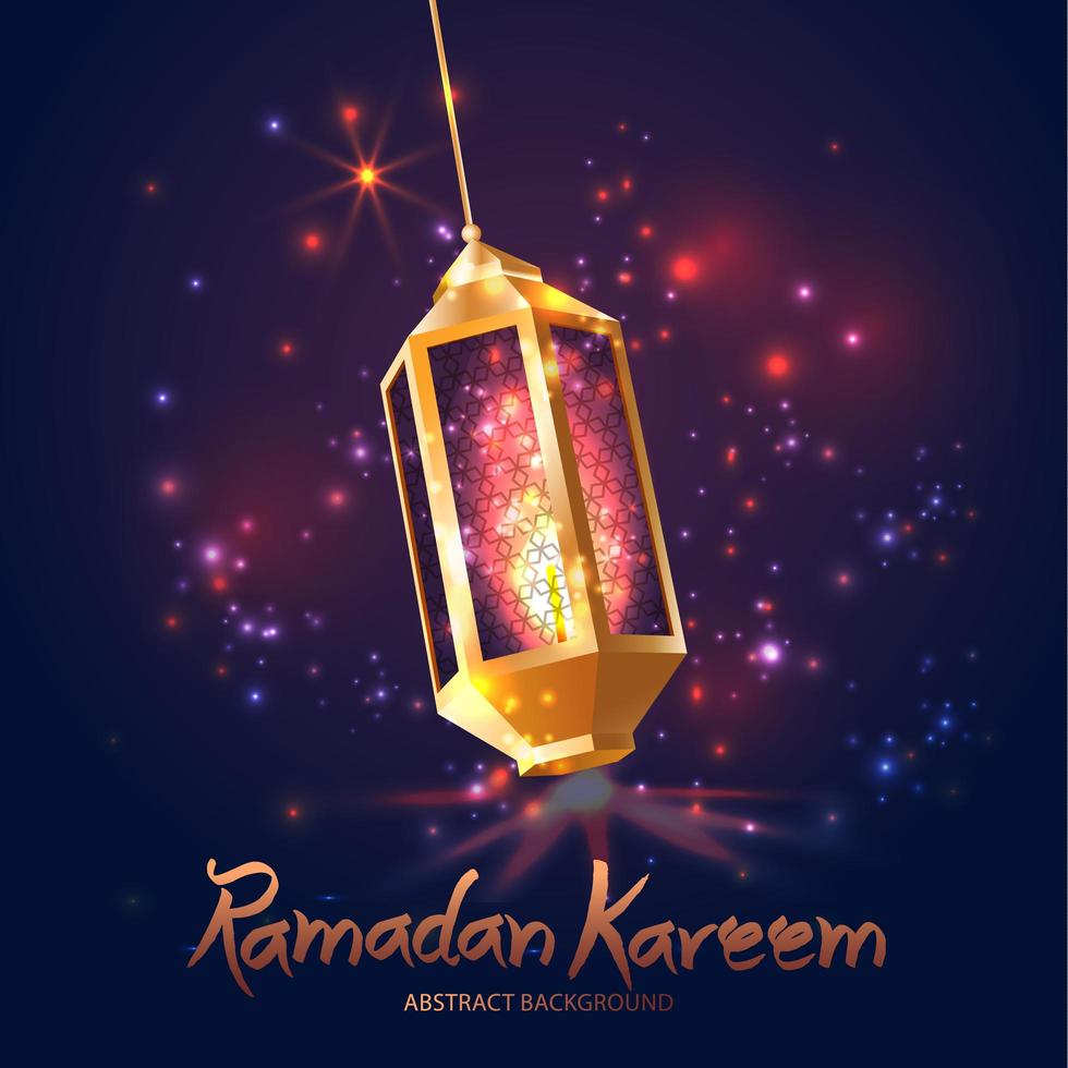 Ramadan Kareem islamic with 3d lantern. vector