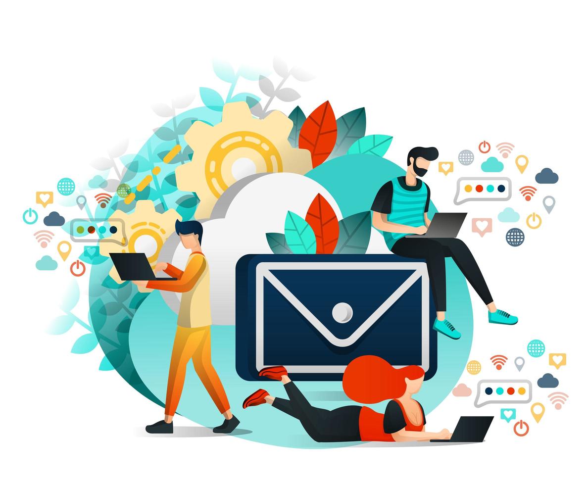 Group of People who Communicating Online vector