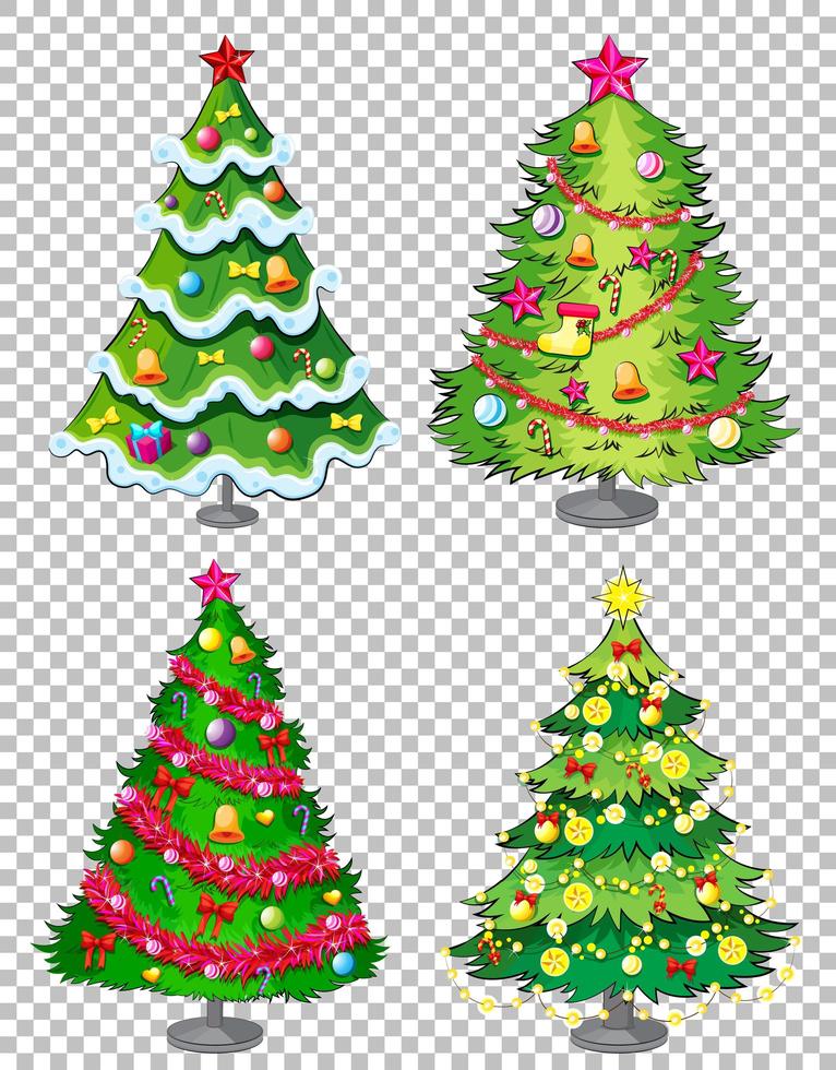 conjunto de árbol de navidad sobre fondo transparente vector